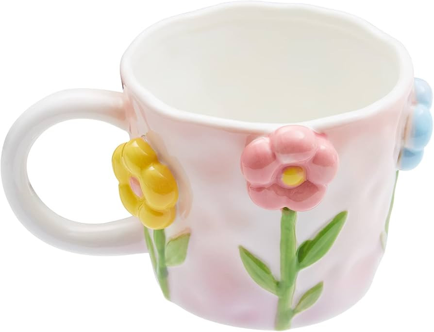 3D Flower Coffee Mug Colorful Sunflower Ceramic Cup,12 oz Cute Handmade Mugs,Christmas Birthday S... | Amazon (US)