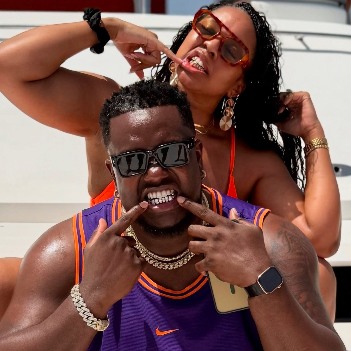 Yacht vibes & grillz gleamin’ 😎💎
South Texas made us, island life spoiled us.🏝️

#yachtvibes #grillz #blacklove #coupleswhotravel #luxurylovevibes #southtexasstyle