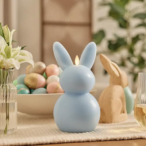 Luminara Easter Bunny Candle- 4.5" x 4.5" x 8.5"- Flameless Real-Flame Holiday-Inspired Decor- AA Batteries- Flickering LED Flame (Cashmere Blue) | Amazon (US)
