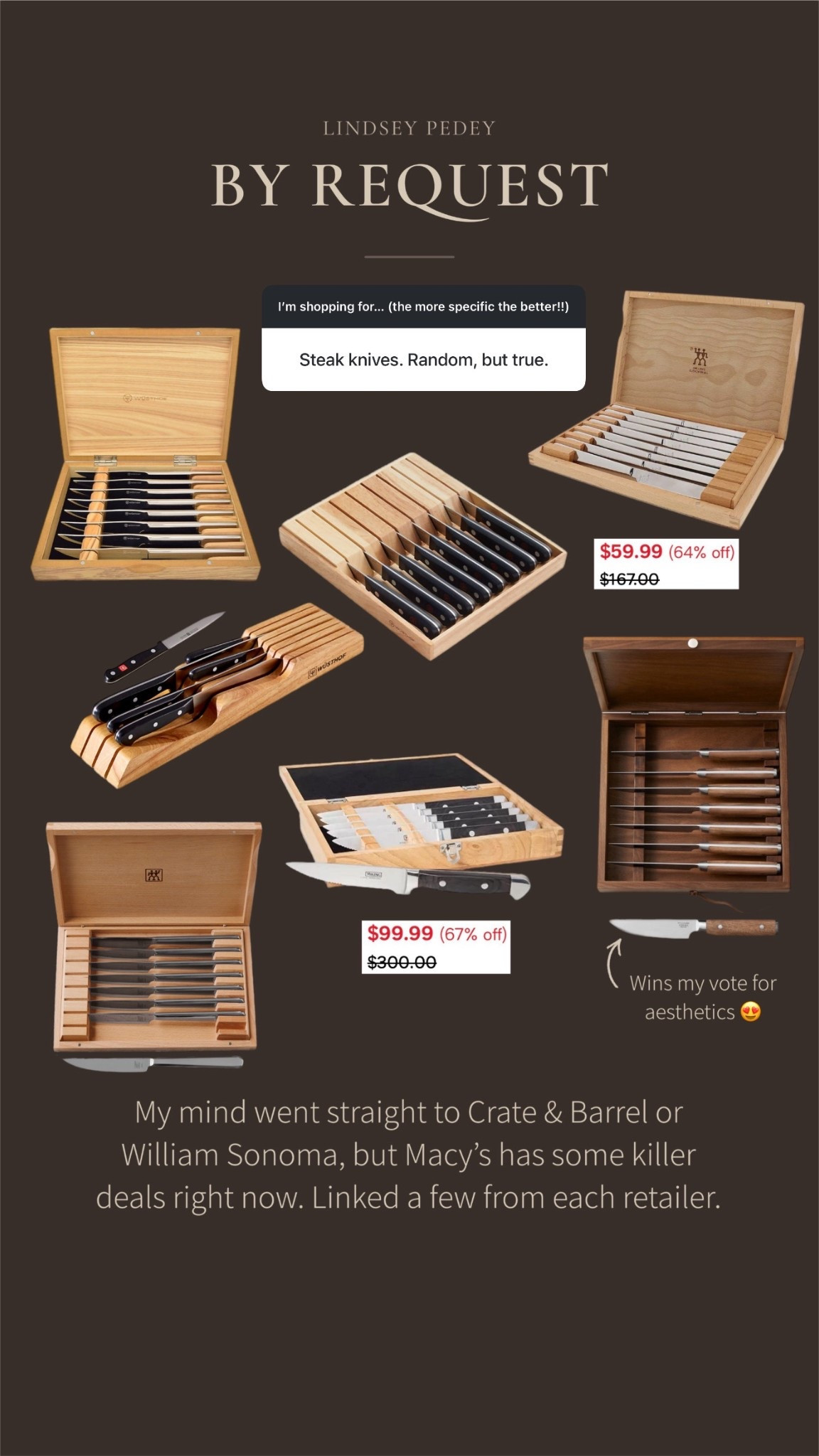 Cyber Monday deals on steak knives that would make a really excellent gift actually! 

Black Friday, cyber Monday, crate and barrel, Williams Sonoma, Macy’s, stake knife, gift, guide, gifts for him, gifts for her, gift gifts for the foodie, gifts for the hostess

#LTKCyberWeek #LTKHome #LTKGiftGuide