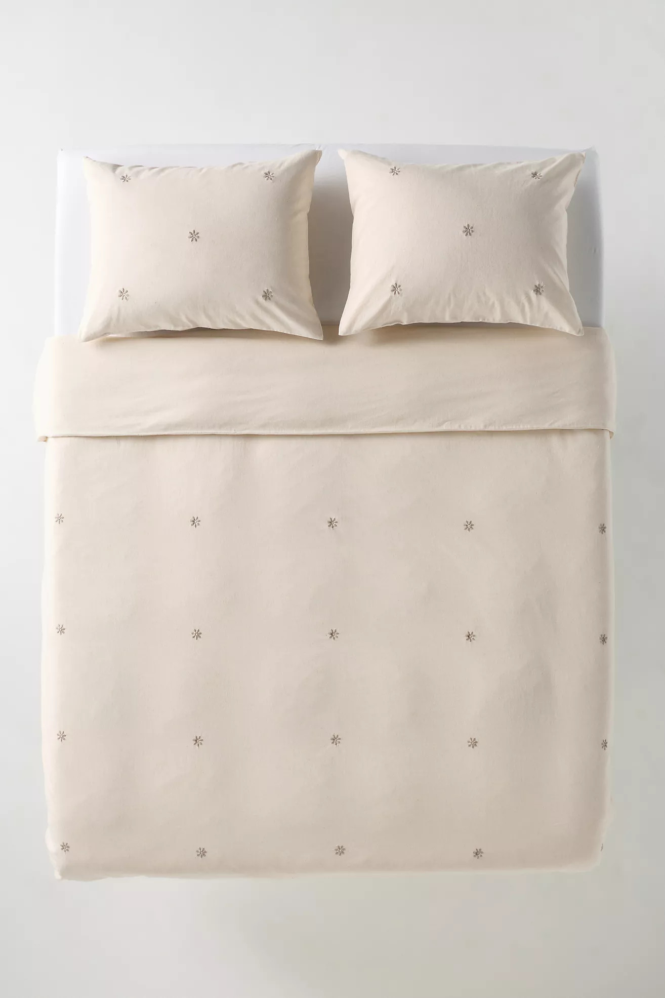 Olivia Cotton Linen Blend Floral Embroidered Duvet | Anthropologie (US)
