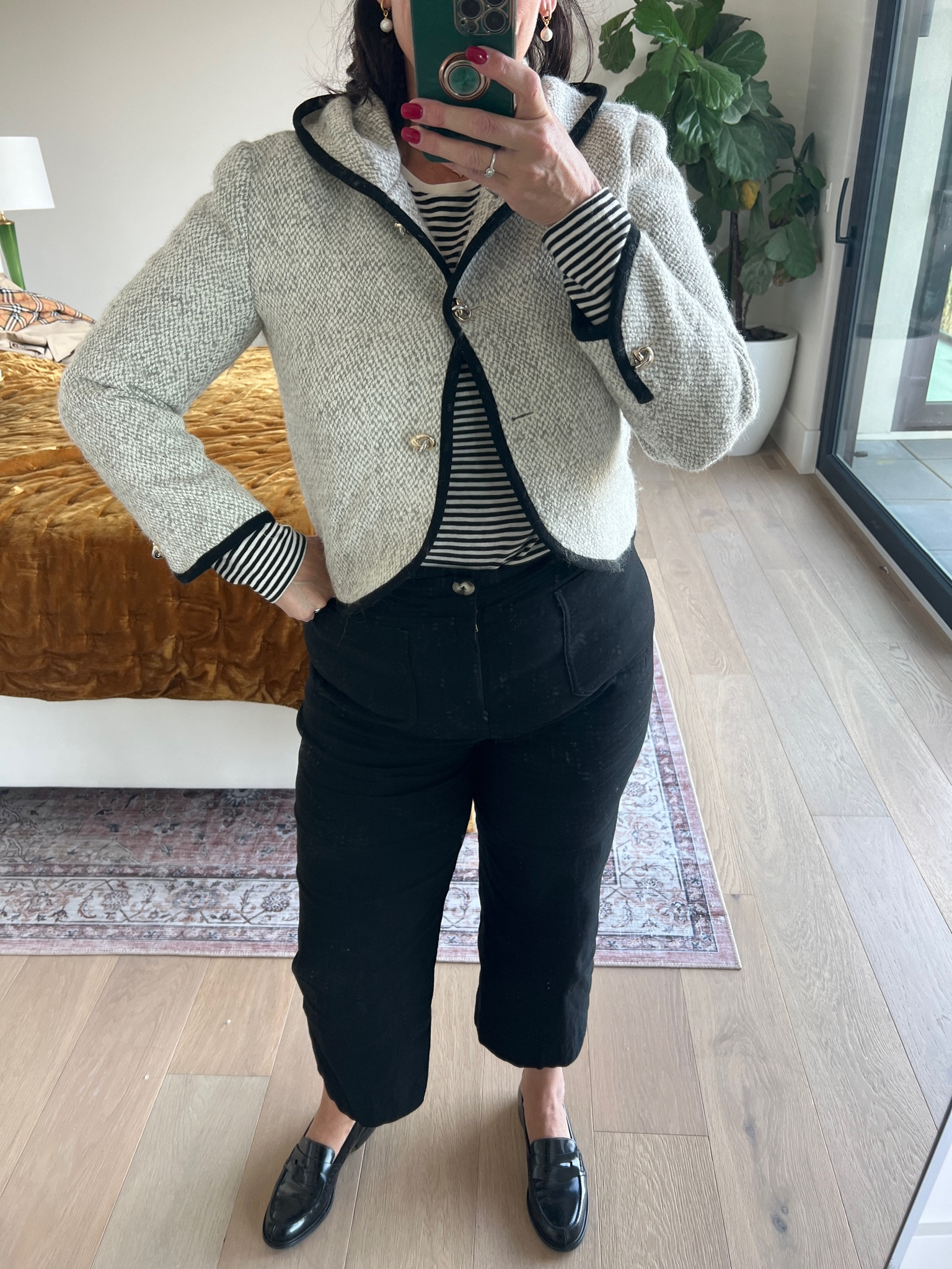 Simple easy look of the day! 
Love these pants from Maeve.
Unfortunately the cropped jacket  from Bash is sold out but I have linked some similar items. 

#LTKSeasonal #LTKover40