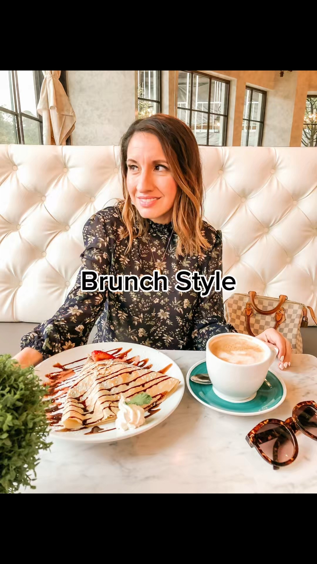 Floral top, gold necklace, and neutral class Louis Vuitton handbag. 
Brunch style. 
Crepes and floral prints. 
Petite outfit 

#LTKFindsUnder100 #LTKPetite #LTKFindsUnder50