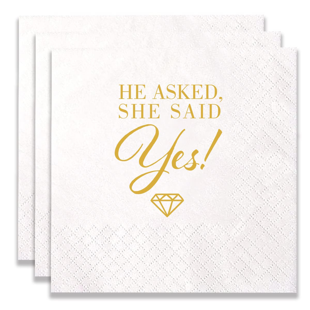 100 Count of "He Asked…She Said Yes" Paper Napkins for Engagement Party Bridal Shower Wedding D... | Amazon (US)