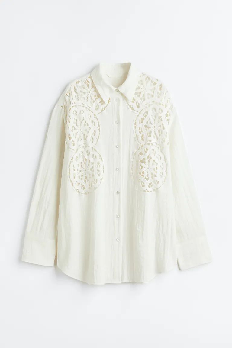 Oversized Embroidered Shirt | H&M (US + CA)