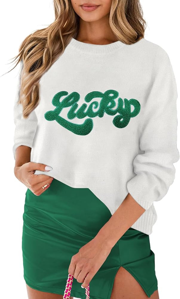 MARZXIN Women 2026 Casual Holiday Love Sweaters Round Neck XOXO Sweater St Patrick Tops Merry Chr... | Amazon (US)