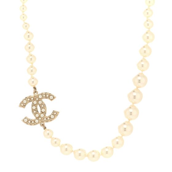Pearl CC 100th Anniversary Necklace Light Gold | FASHIONPHILE (US)