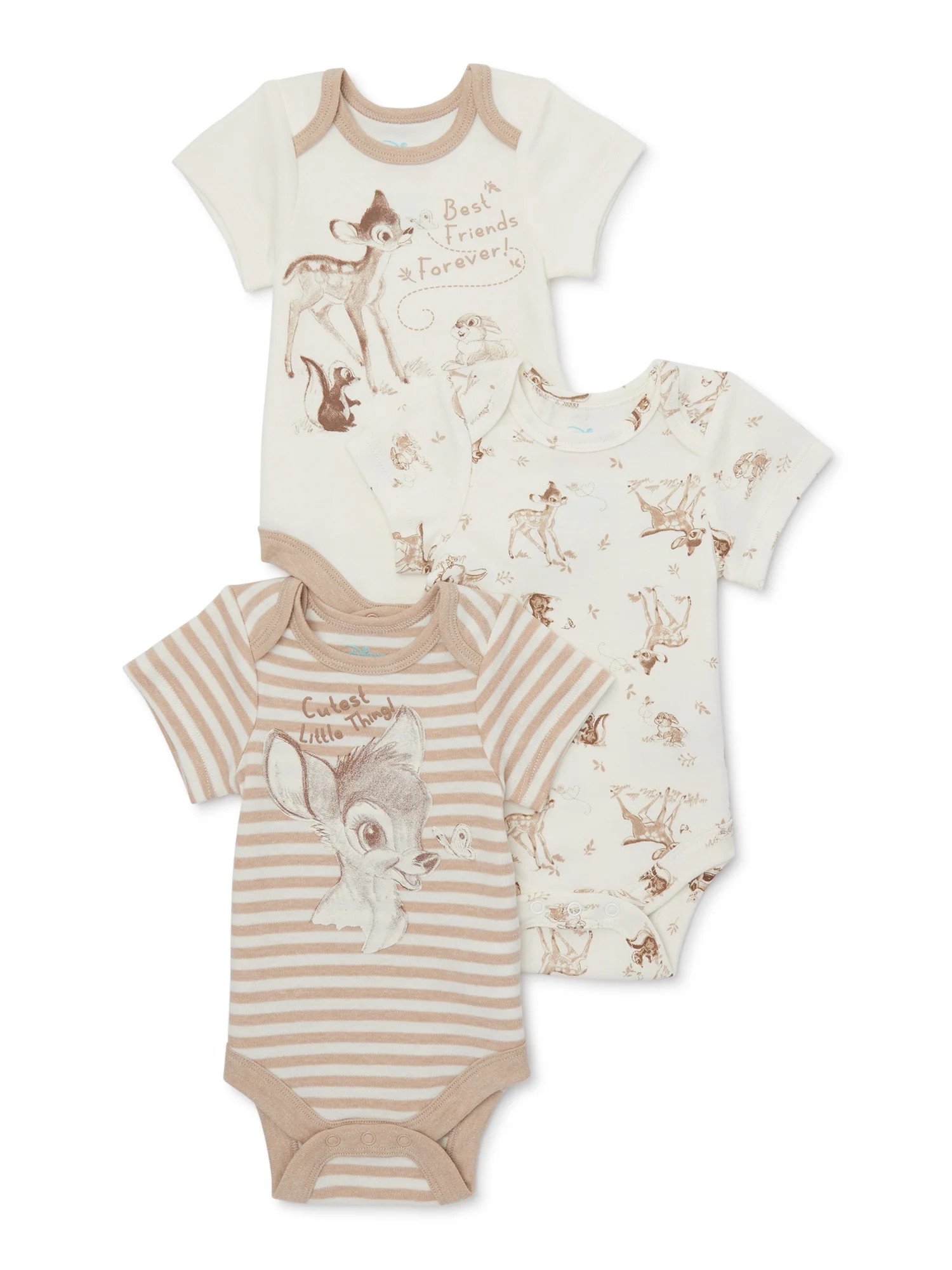 Bambi Infant Short Sleeve Bodysuits, 3-Pack, Sizes 0/3M-24M | Walmart (US)