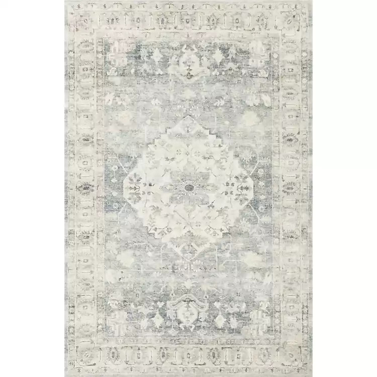 New! Loloi Denim Fog Rosette Traditional Area Rug, 8x10 | Kirklands