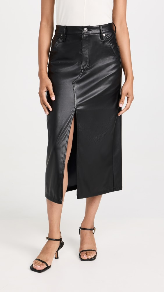 Rag & Bone Sid Faux Leather Midi Skirt | Shopbop | Shopbop