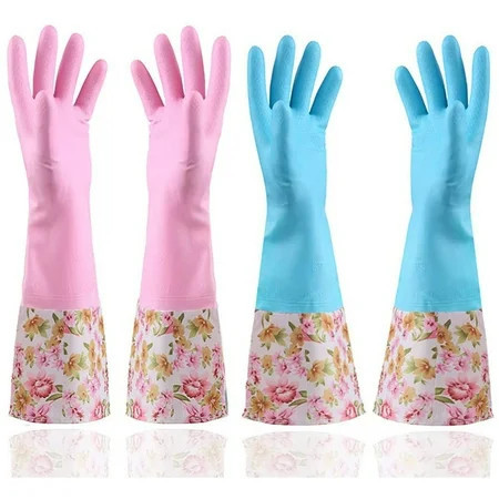 King Finger Cleaning Gloves Household Waterproof Latex Dish Washing Gloves 2 Pairs Medium Blue | Walmart (US)