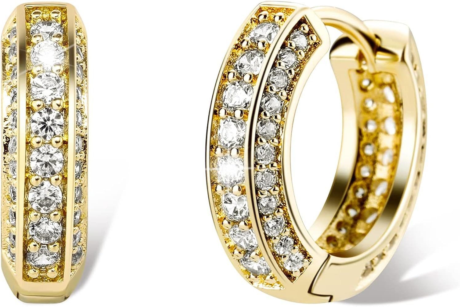 TOPGRILLZ Iced Out Hoop Earrings Cubic Zirconia Huggie Cartilage Cuff Hypoallergenic 14K Gold Pla... | Amazon (US)