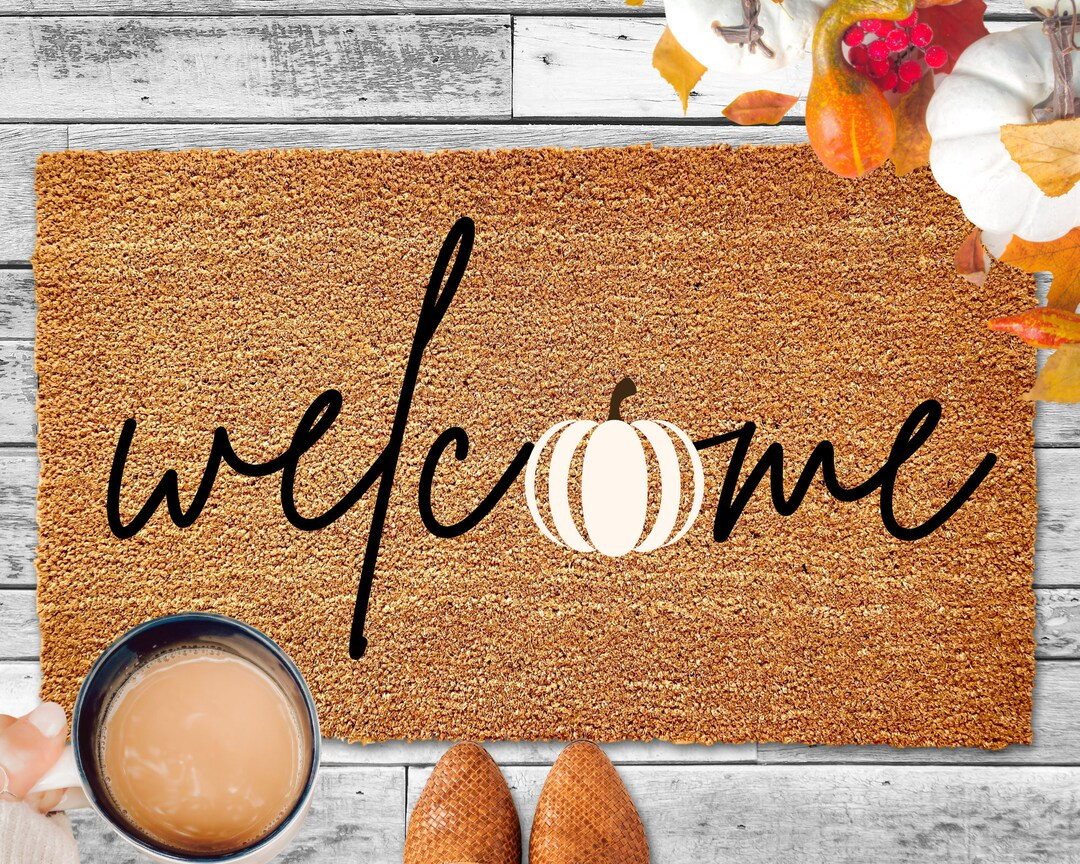 Pumpkin Welcome Mat, Pumpkin Doormat, Fall Doormat, Fall Decor, Doormat for Fall, Fall Door Mat, ... | Etsy (US)