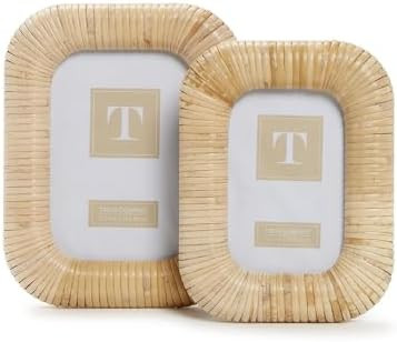 Two's Company Woven Rattan Set of 2 Photo Frame, Includes 2 Sizes, 4x6 and 5x7 Inches, Rattan, Ho... | Amazon (US)