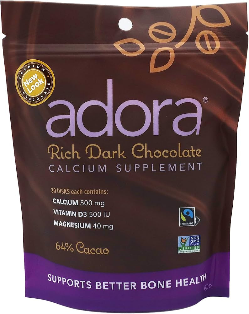 Adora Calcium Supplement Disk, Dark Chocolate, 30 Count - 500 mg | Amazon (US)