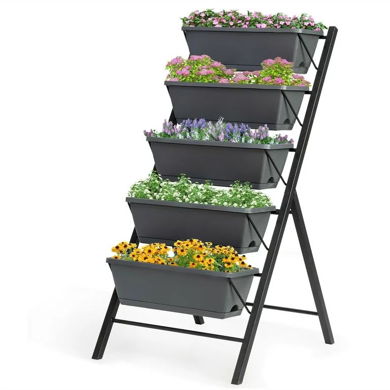 Costway 4 ft Vertical Raised Garden Bed 5-Tier Planter Box for Patio Balcony Flower Herb - Walmar... | Walmart (US)