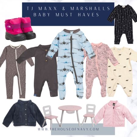 Baby favorites including bamboo pajamas like kickee pants as well as the north face, miles the label, and more found at TJ Maxx and marshalls. #kickeepants #bamboopajamas #thenorthface #babyfavorites 

#LTKFind #LTKbaby #LTKSeasonal
