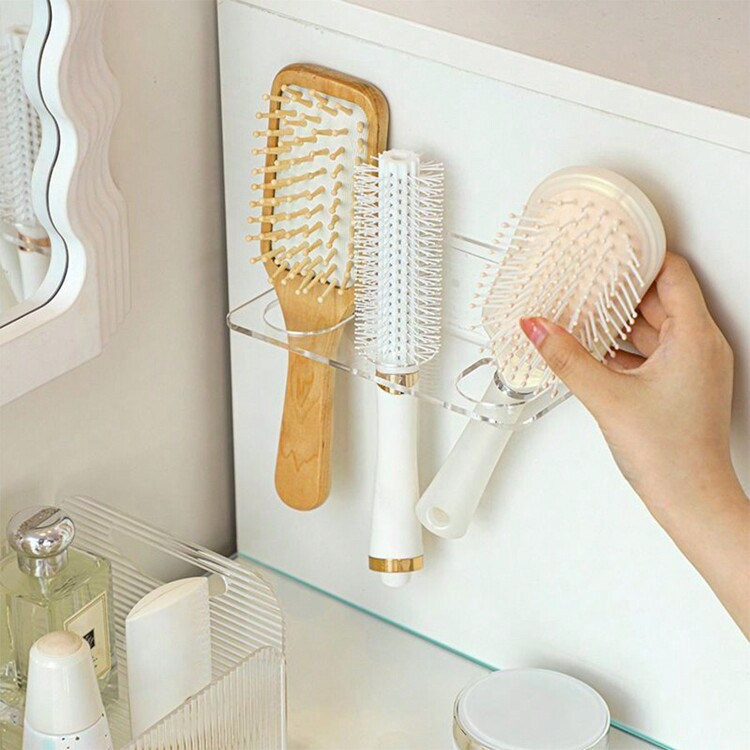 1pc Multifunctional Bathroom Comb Holder Shelf Wall-Mounted Storage Box, No Drilling Required | SHEIN