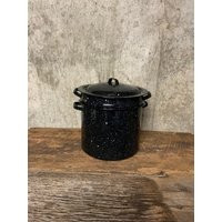 Enamel Soup Pot, Black Enamel, Covered Cooking Stovetop Enamelware, Speckled Spaghetti Pot | Etsy (US)