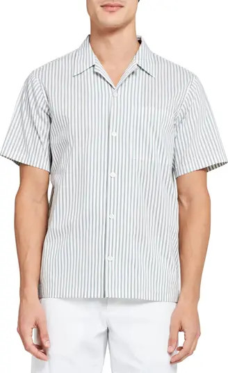 Theory Weldon Tomar Stripe Print Short Sleeve Shirt | Nordstrom | Nordstrom