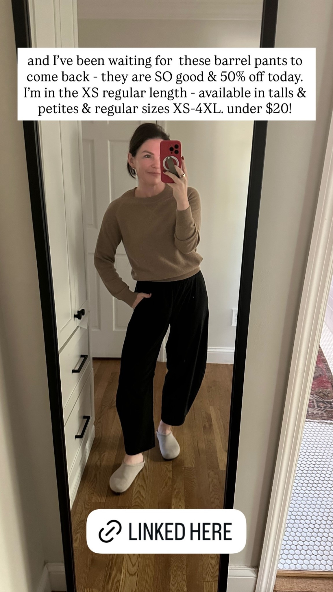 and I’ve been waiting for  these barrel pants to come back - they are SO good & 50% off today. I’m in the XS regular length - available in talls & petites & regular sizes XS-4XL. under $20!

#LTKStyleTip #LTKSeasonal #LTKShoeCrush