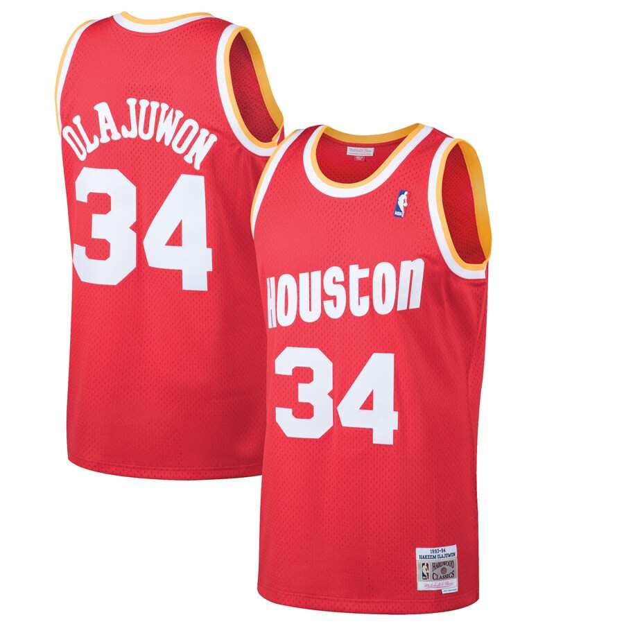 Men's Houston Rockets Hakeem Olajuwon Mitchell & Ness Red 1993/94 Hardwood Classics Swingman Jers... | NBA store