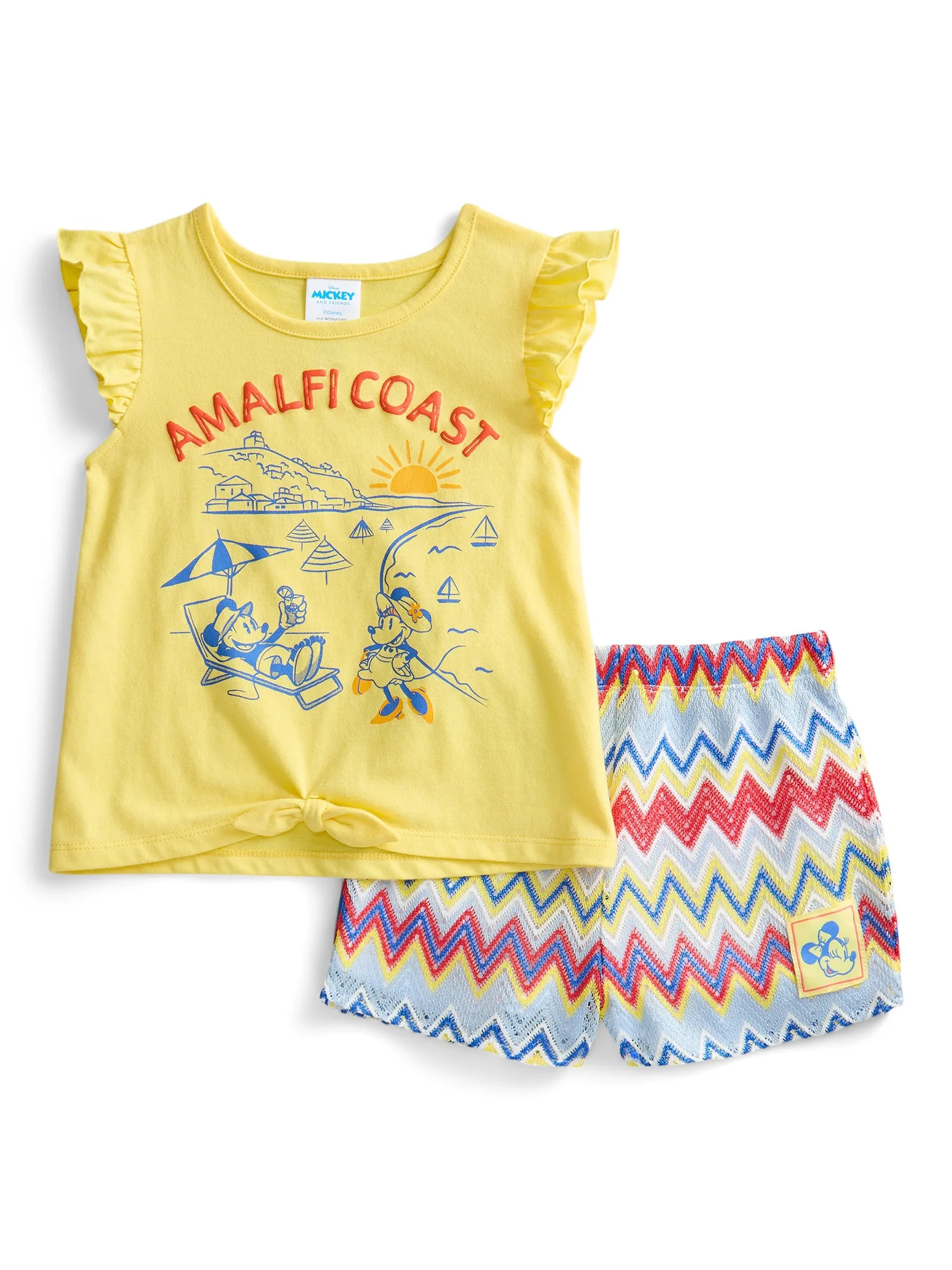 Minnie and Friends Toddler Girls Short Sleeve Tee and Crochet Shorts Set, 2-Piece, Sizes 12M-5T | Walmart (US)