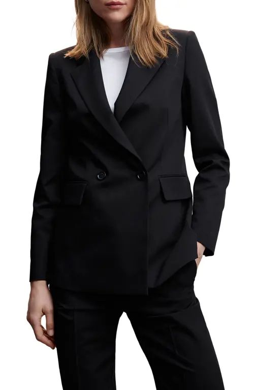 MANGO Double Breasted Blazer in Black at Nordstrom, Size Small | Nordstrom
