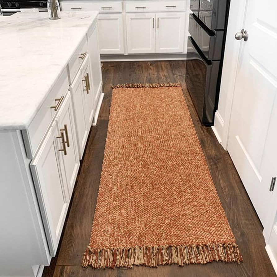 Collive Hallway Runner Rug, 2' x 6' Hand-Woven Reversible Washable Entryway Rug, Terracotta Cotto... | Amazon (US)