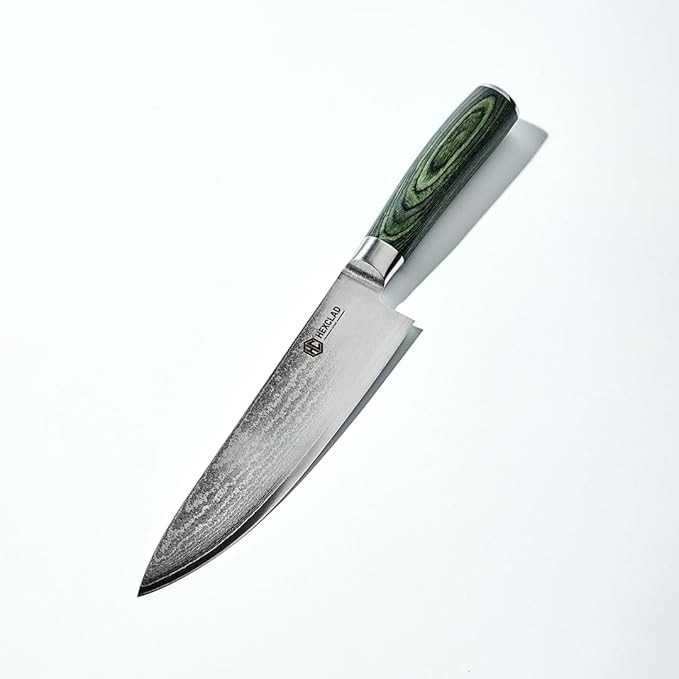 HexClad Chef's Knife, 8-Inch Japanese Damascus Stainless Steel Blade, Pakkawood Handle | Amazon (US)