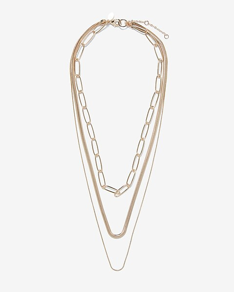 Three Row Chain Necklace | Express