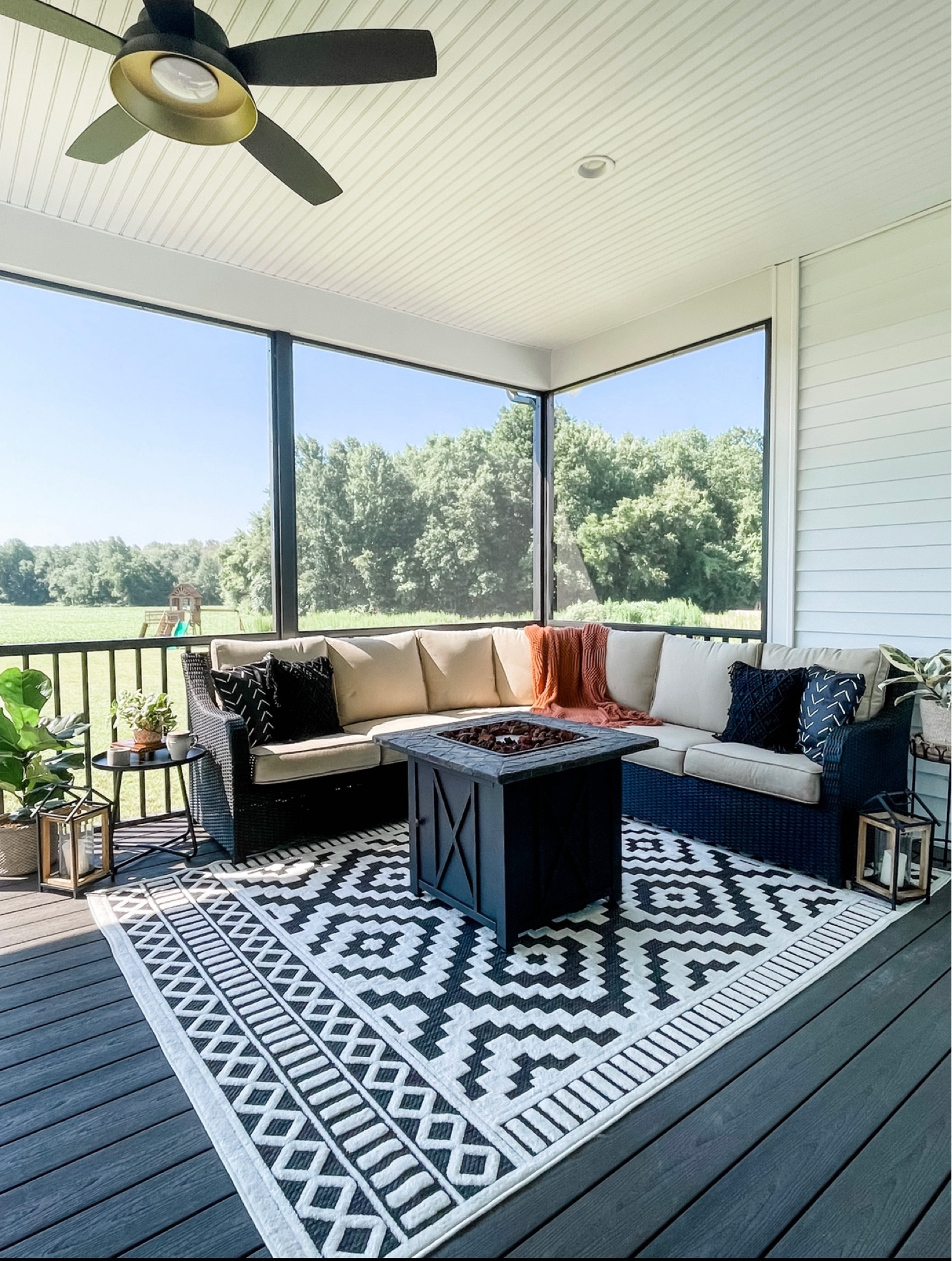 Back Porch Decor, Patio Furniture, Fire Table, Outdoor Rug

#LTKhome #LTKSeasonal