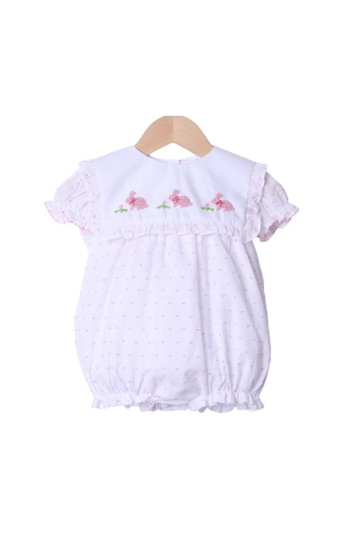 2 In 1 Interchangeable Spring Pink Swiss Dot Bubble | The Smocked Flamingo