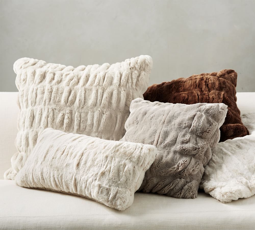 Faux Fur Ruched Pillow Covers | Pottery Barn (US)