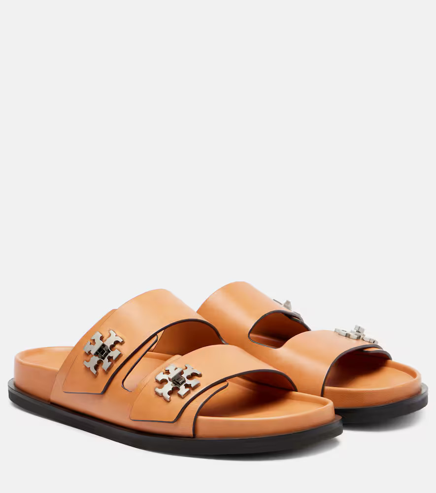Tory Burch Turnlock leather slides | Mytheresa (INTL)