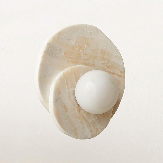 White Onyx Wall Sconce. 6" D x 9.75" H Natural Onyx Pieces Sconce | Amazon (US)