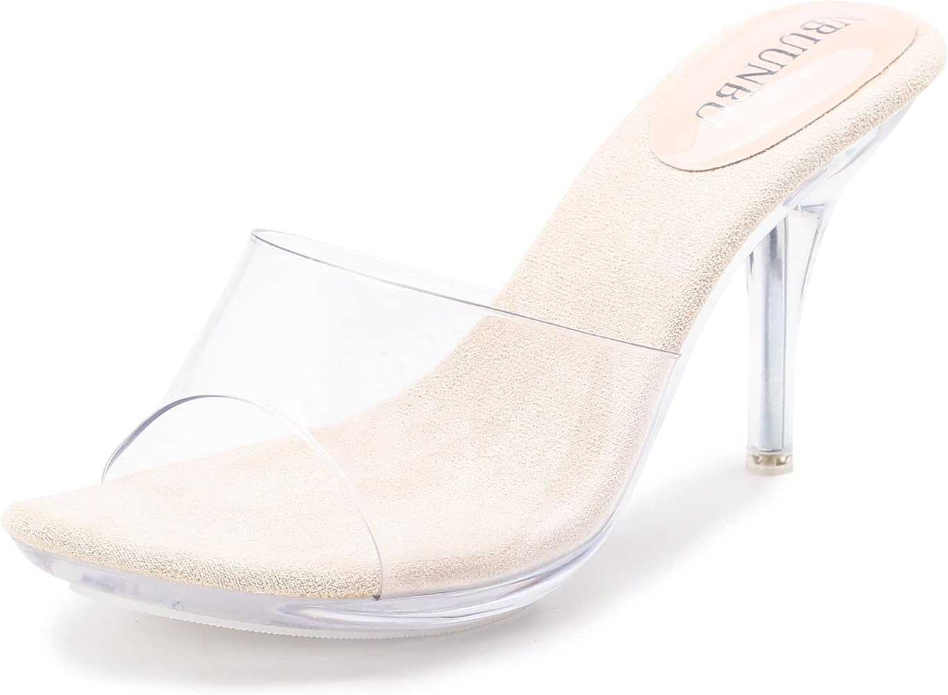 NBUUNBU Silver Clear Heels For Women Dress Shoes Transparent Strap Sexy Stilletos Heels Open Toe ... | Amazon (US)