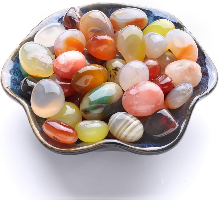 Decorative Rocks Colored Pebbles Polished Agate Stones Healing Crystal Glass Marbles for Plants V... | Amazon (US)