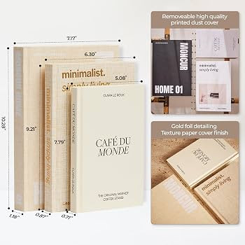 Fake Books for Decoration Set of 3 Decor Books Neutral Aesthetic Tones, Beige, Black & White Coff... | Amazon (US)