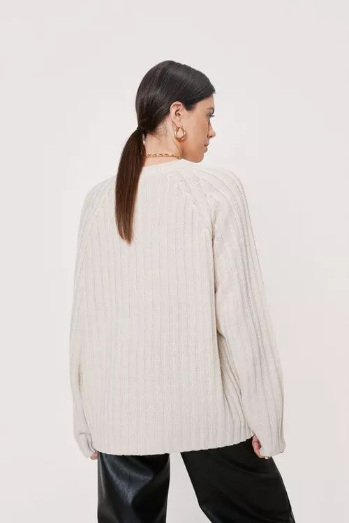 Cut Out Ribbed Crew Neck Sweater | Nasty Gal (US)
