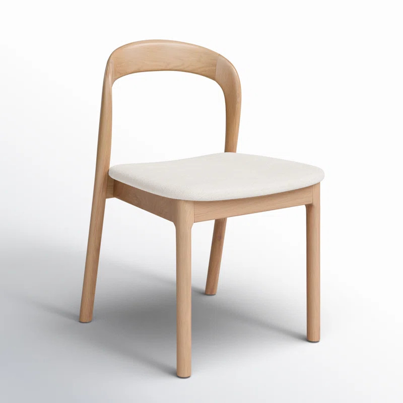 Sunfield Oak Wood w/ Cream Fabric Open Back Dining Chair | Wayfair North America