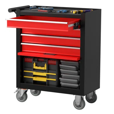 Rolling Tool Cart With 4 Drawer Tool Box,tool Chest With Wheels,tool Storage Organizer Cabinets | Wayfair North America