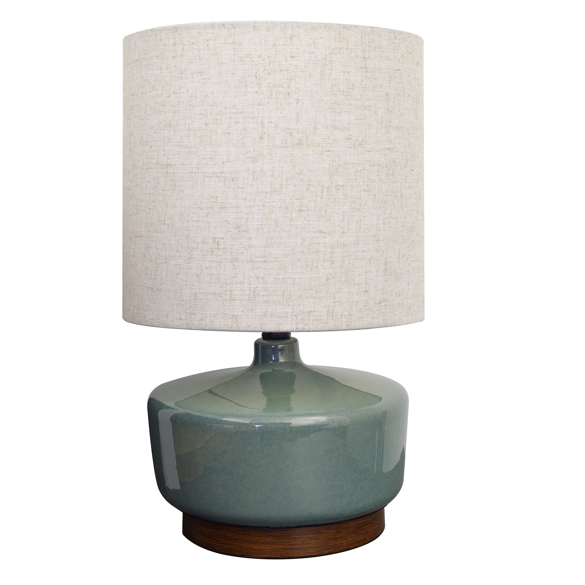Better Homes & Gardens Modern Mid-Century Ceramic Table Lamp with Wood Base, 17"H | Walmart (US)