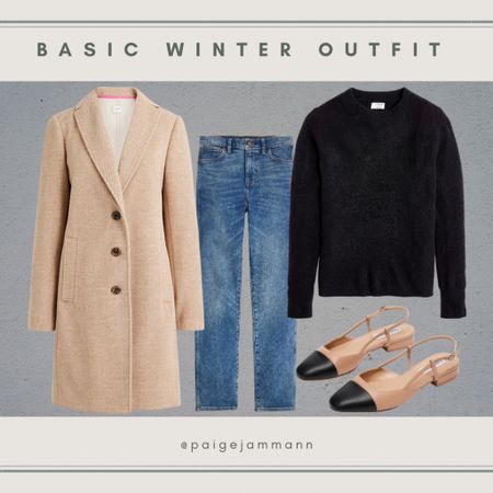 Basic winter outfit, basic outfit, fall outfit, casual winter, winter basics, winter basic outfit, black sweater, casual Friday, winter brunch, old money outfit