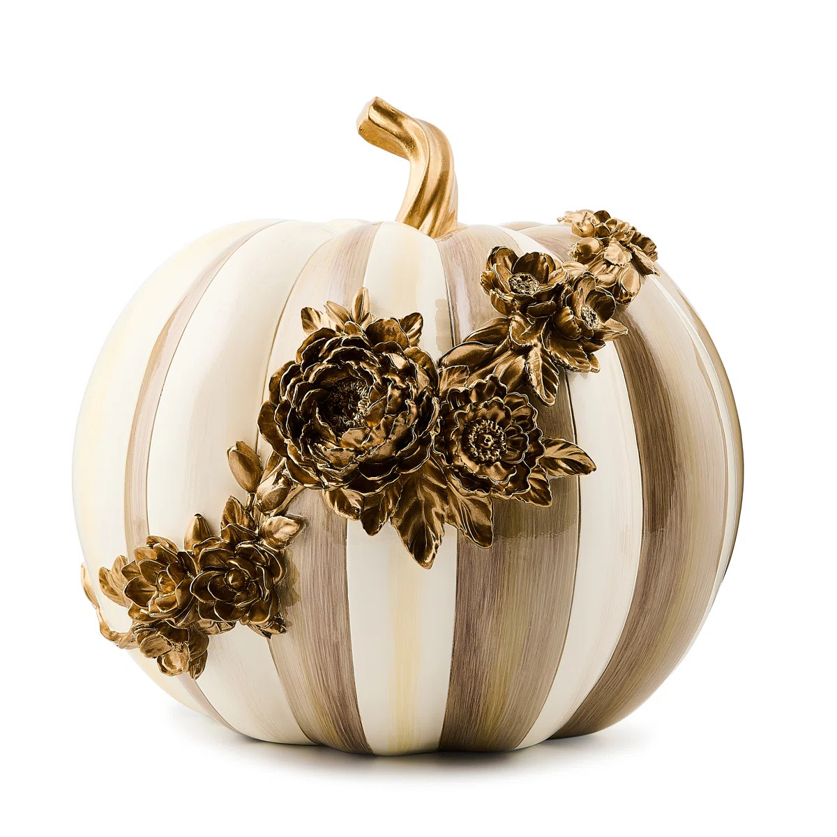 Mocha Stripe Floral Garland Pumpkin | Wayfair North America