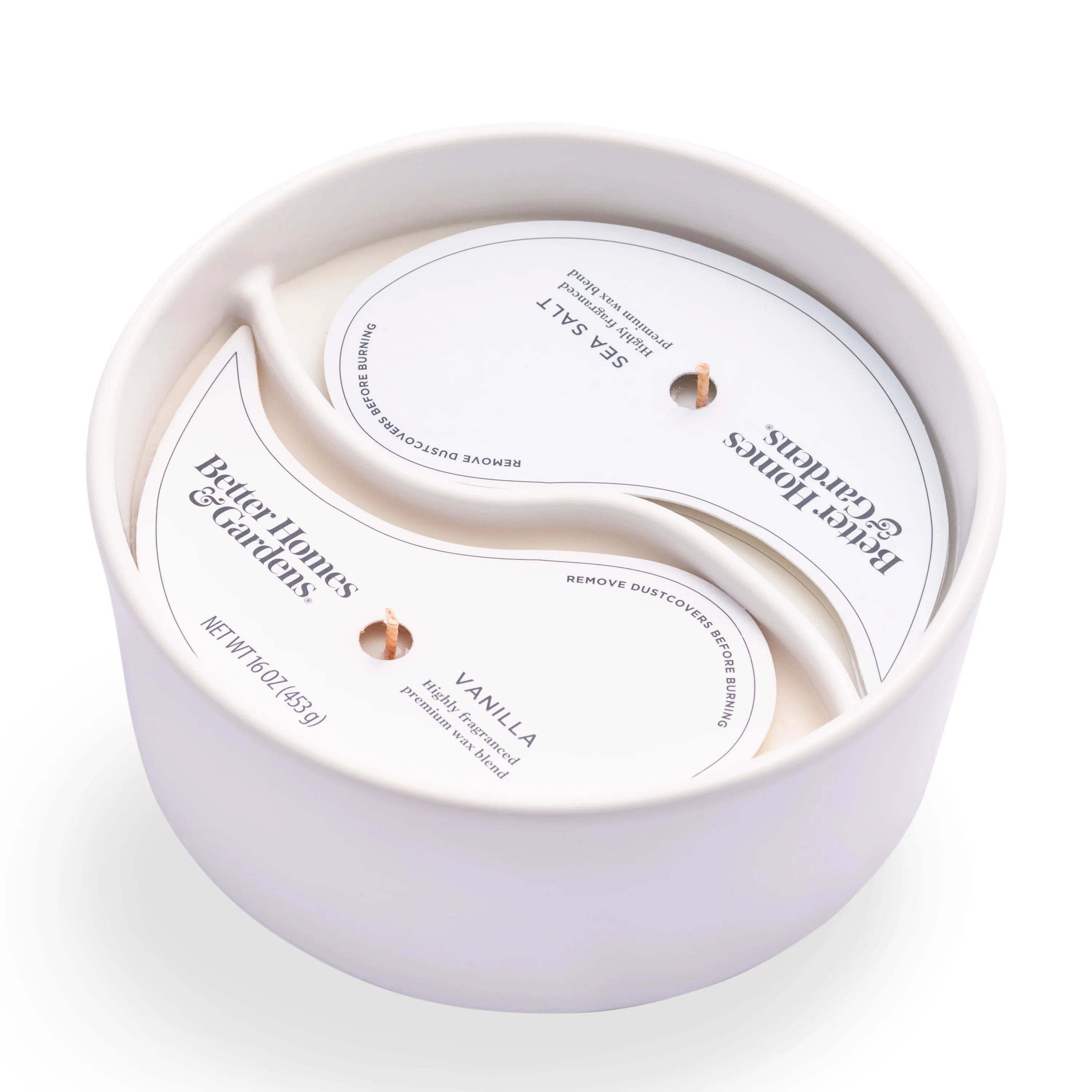 Better Homes & Gardens 16oz Sea Salt & Vanilla Duo Scented 2-wick Ceramic Candle | Walmart (US)