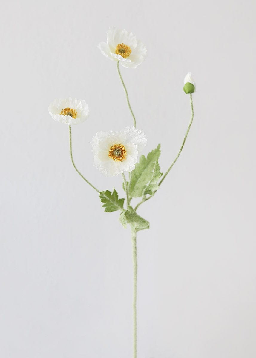Faux Poppy Flowers in White - 23 | Afloral (US)