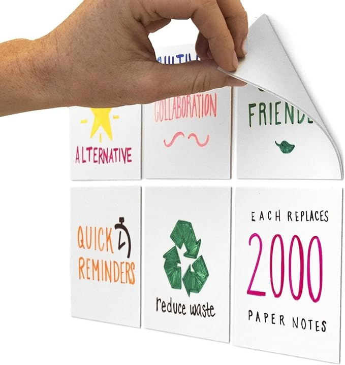 mc squares Stickies 4x4 Reusable Sticky Notes | 6-Pack 2-Year Re-Stickable Mini Whiteboards with ... | Amazon (US)