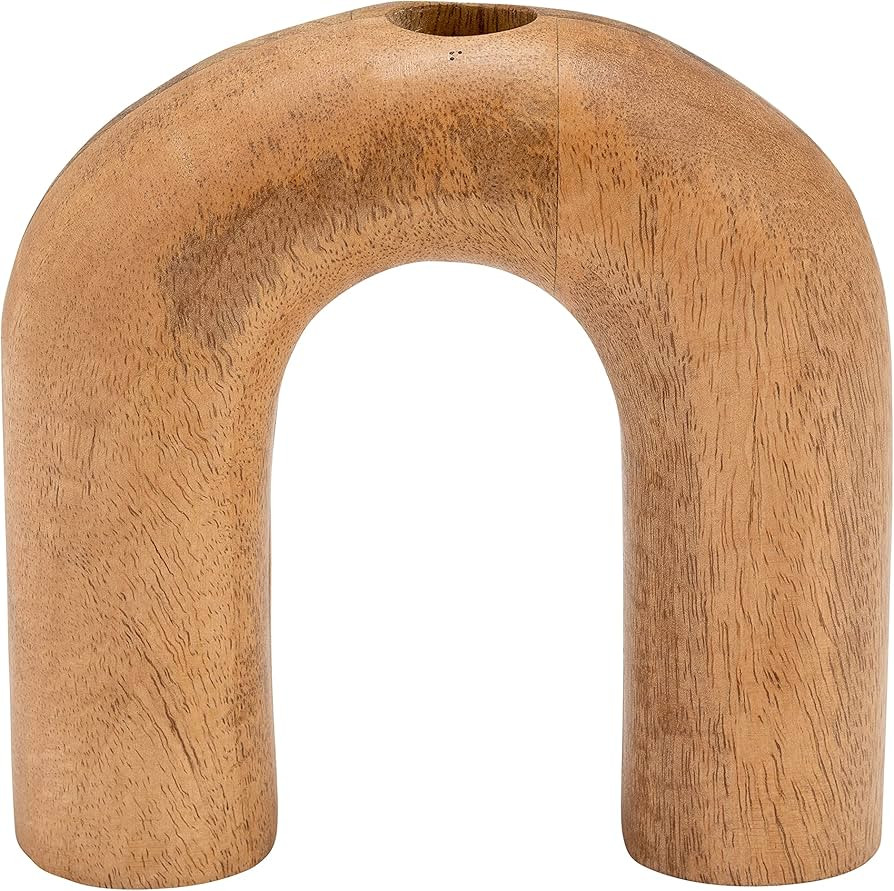 6"Lx2"Wx6"H, Wood Horseshoe Vase, Brown. Crafted with Mango Wood, Decorative Vase with Rustic Cha... | Amazon (US)