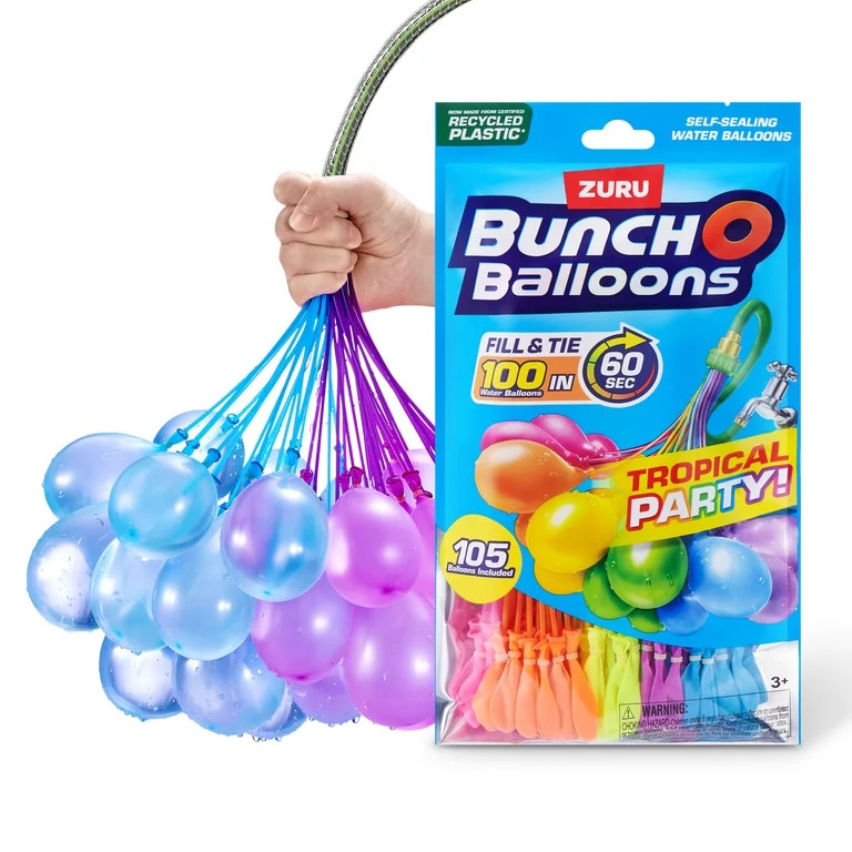 Bunch O Balloons Tropical Party 100+ Rapid-Filling Self-Sealing Water Balloons (3 pack) for Kids,... | Walmart (US)